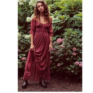 NWT Free People Dear Jane Lace Mauve Pink Midi Dress size 2